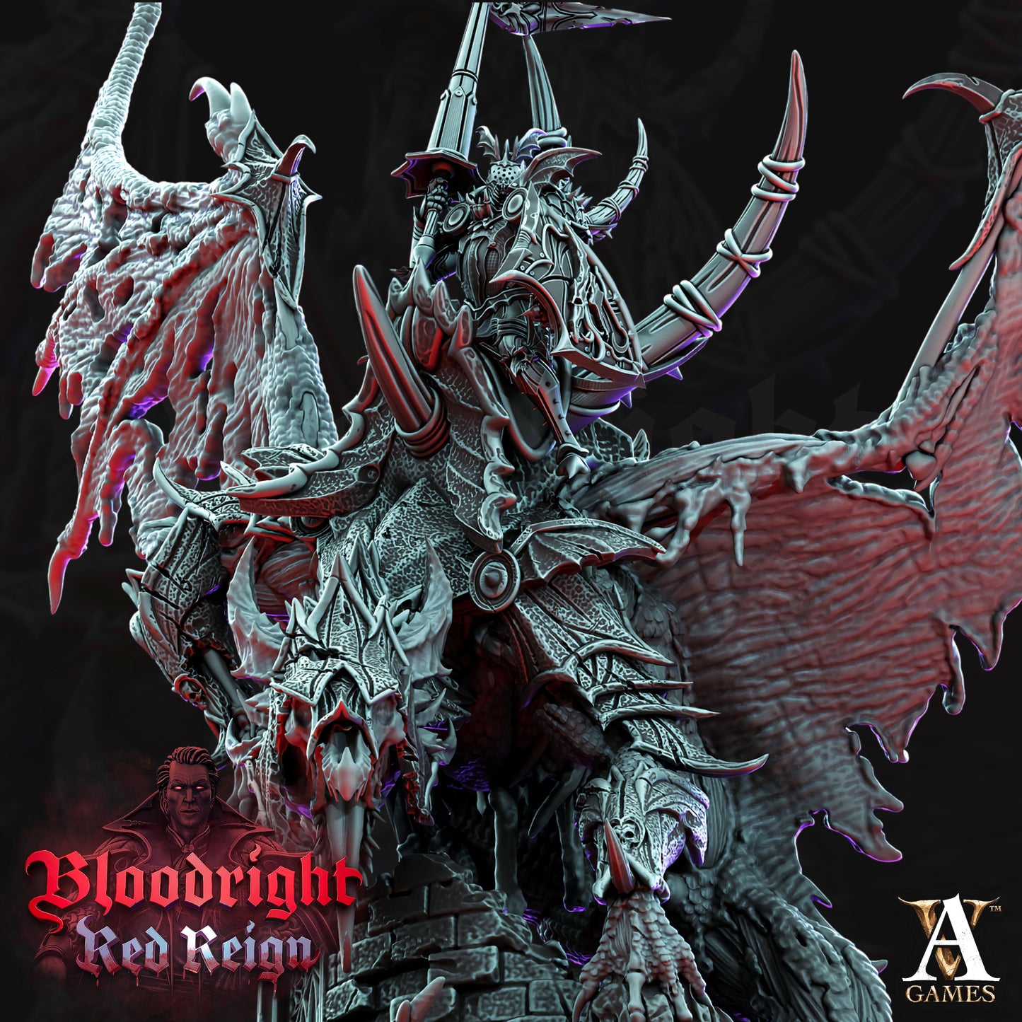 Dreadwing – Vampire War Drake & Rider (Single Model) | Archvillain Games – Bloodright: Red Reign