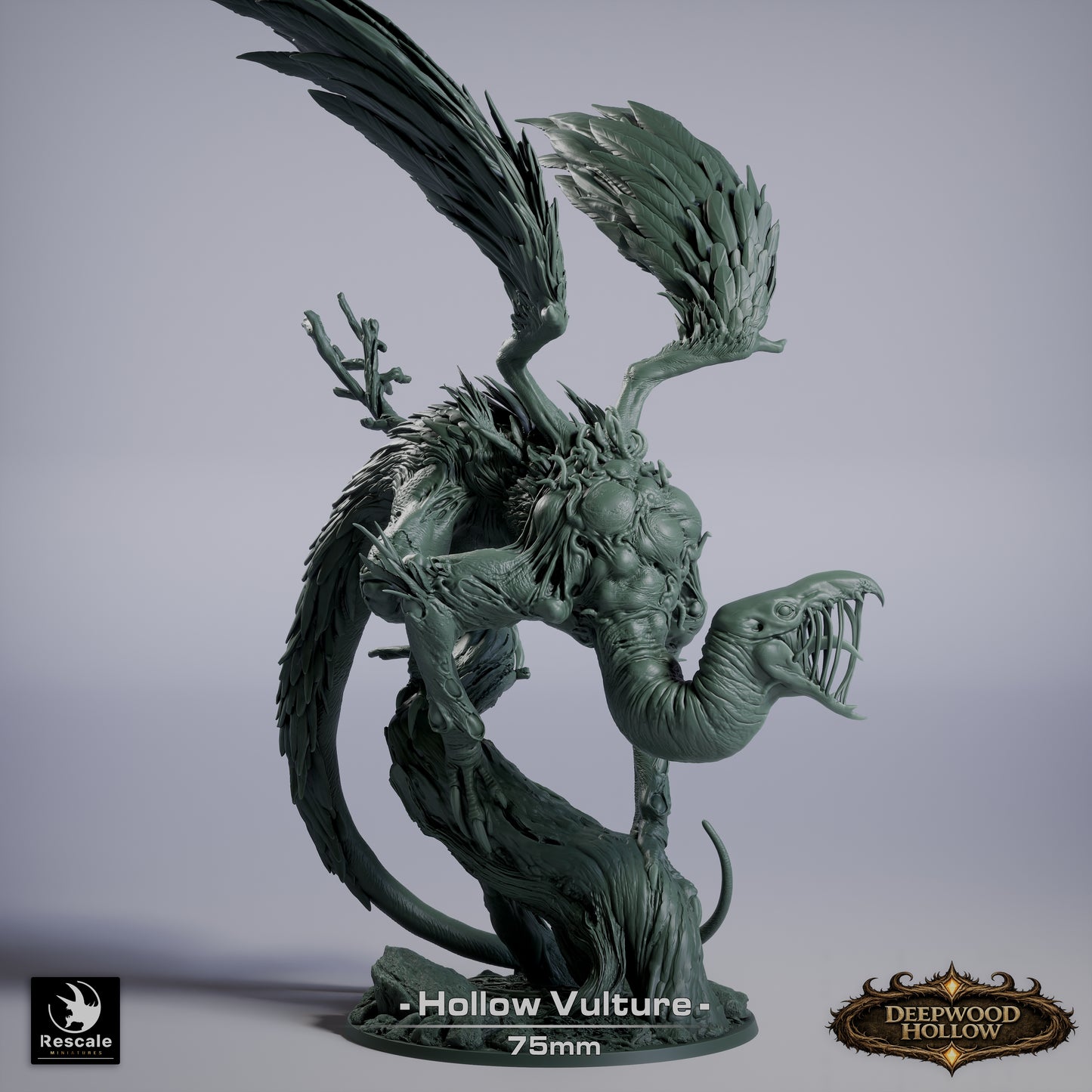 Hollow Vulture Miniature – Deepwood Hollow Fantasy RPG Monster (75mm)