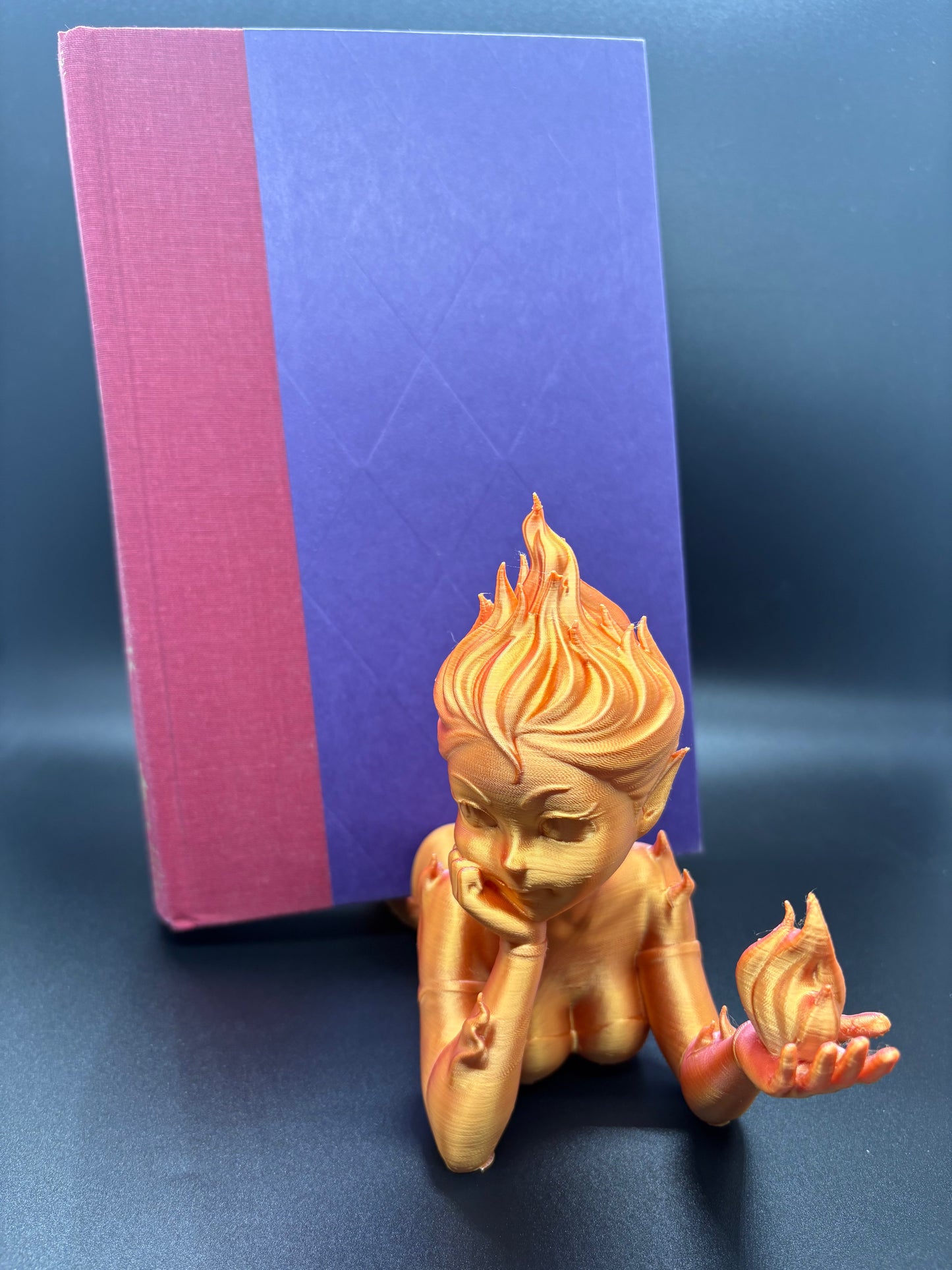 Fire Sprite Book Display – 3D Printed Fantasy Holder by CraftyKid3D