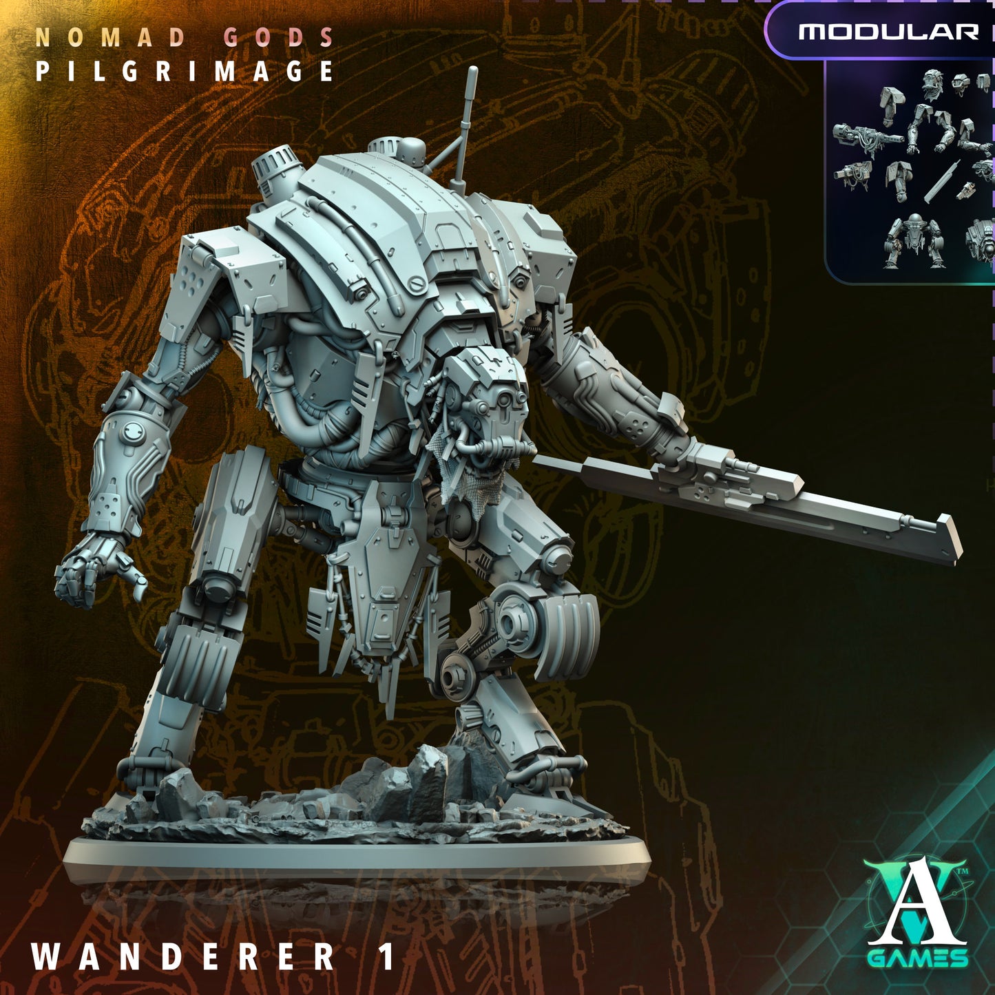 Wanderer – Modular War Automaton (4 Variants) | Archvillain Games | 3D Printed Resin Mech