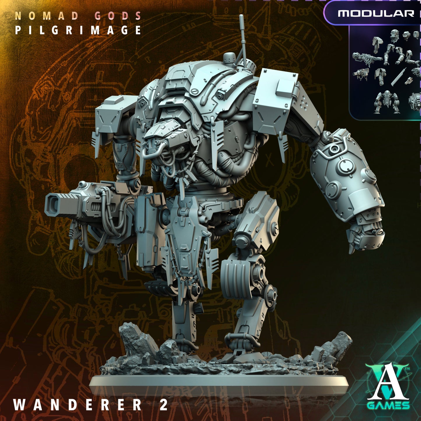 Wanderer – Modular War Automaton (4 Variants) | Archvillain Games | 3D Printed Resin Mech