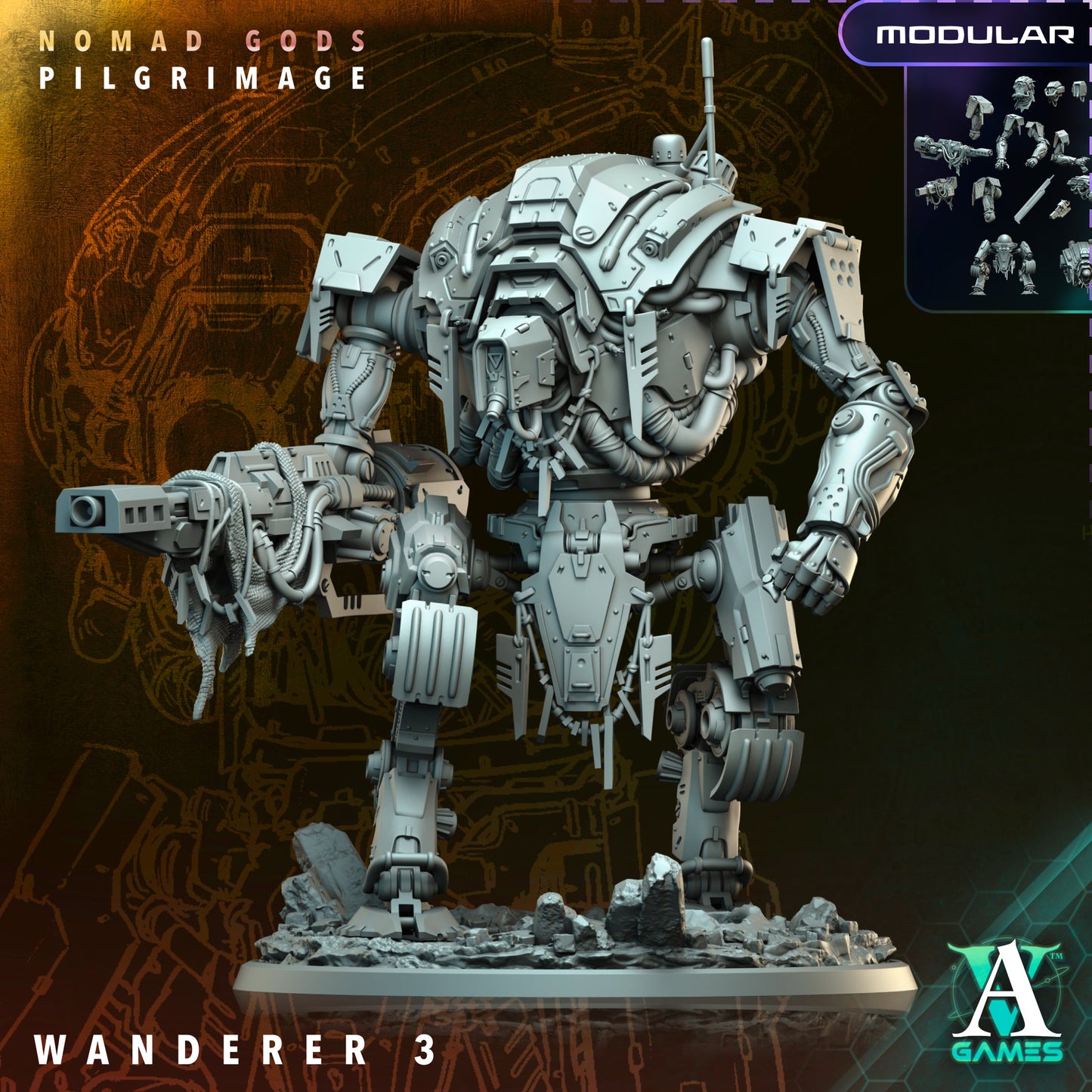 Wanderer – Modular War Automaton (4 Variants) | Archvillain Games | 3D Printed Resin Mech