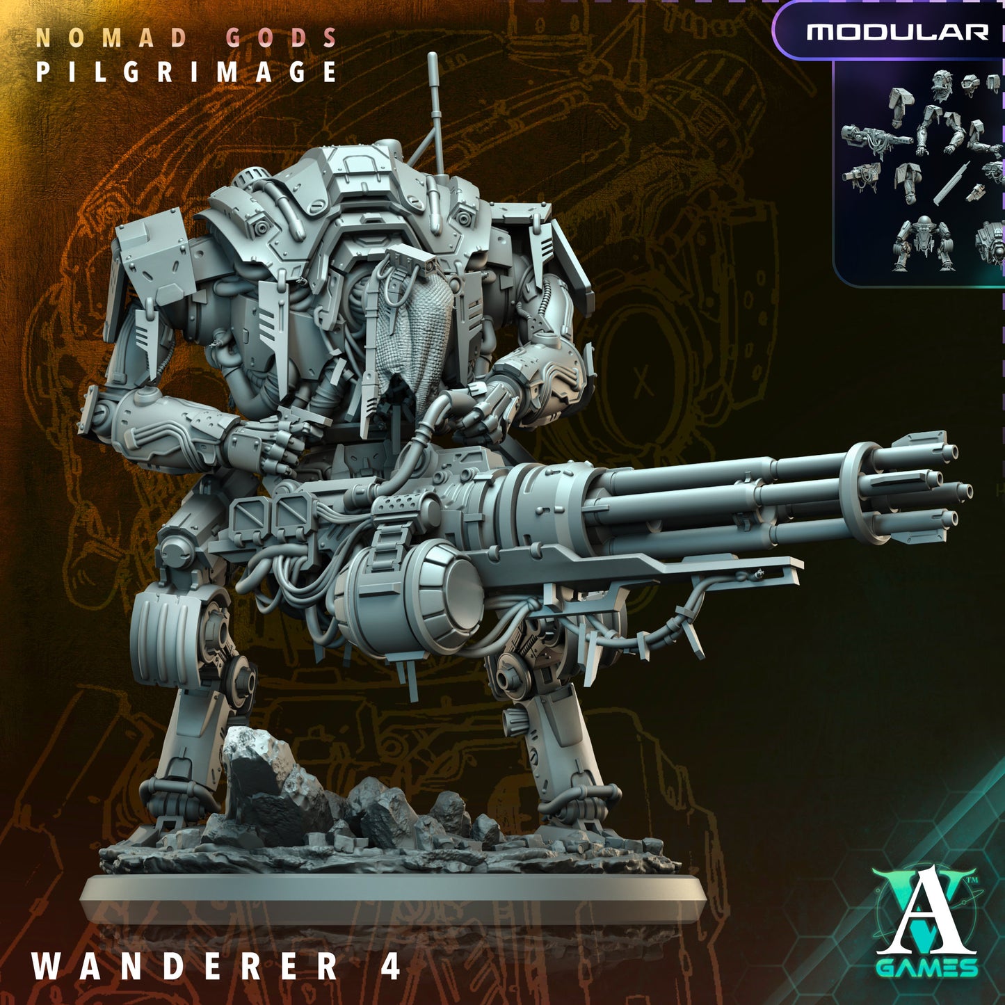 Wanderer – Modular War Automaton (4 Variants) | Archvillain Games | 3D Printed Resin Mech