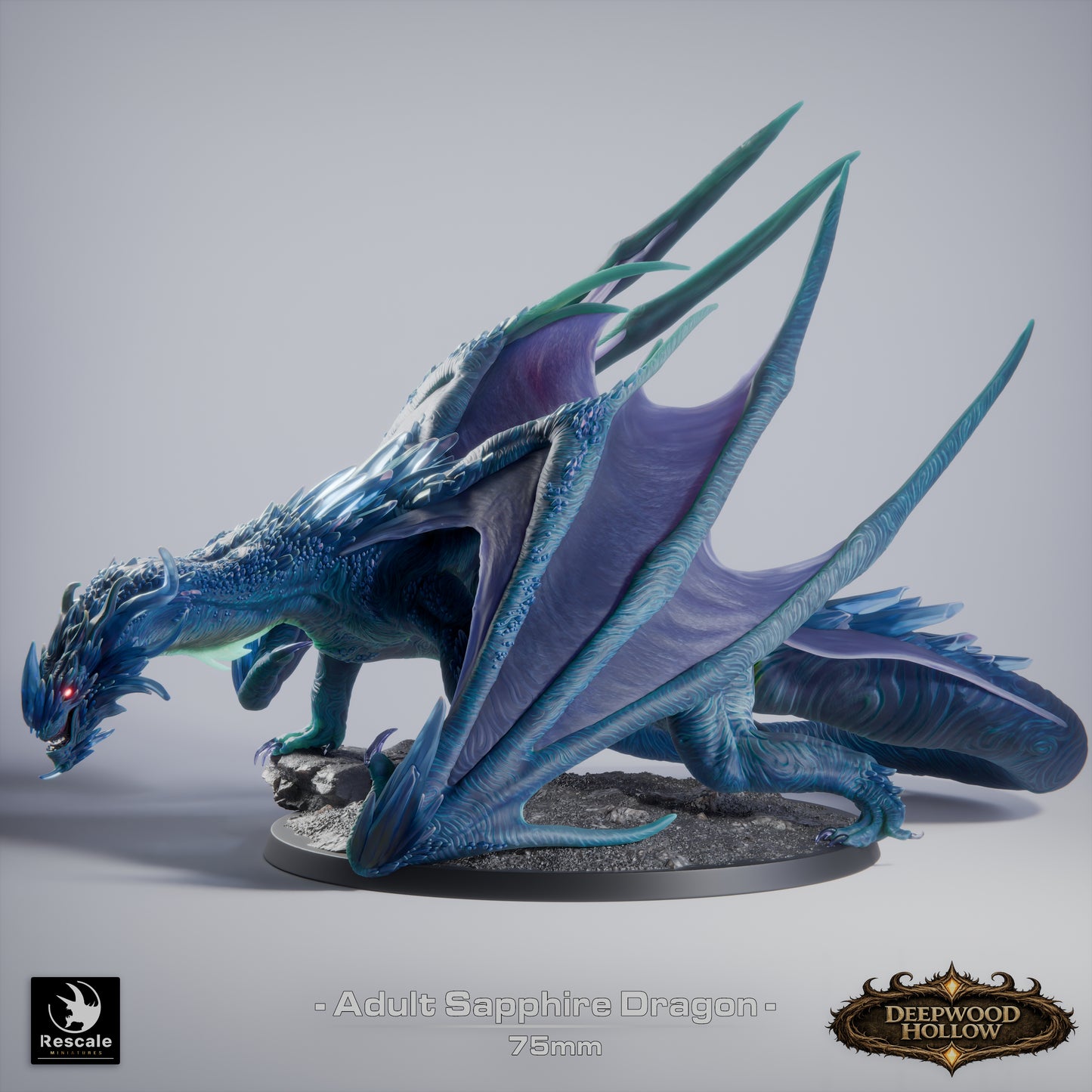 Adult Sapphire Dragon – Deepwood Hollow | Rescale Miniatures | Fantasy Dragon Resin Miniature | DnD Dragon Boss | Tabletop RPG Monster