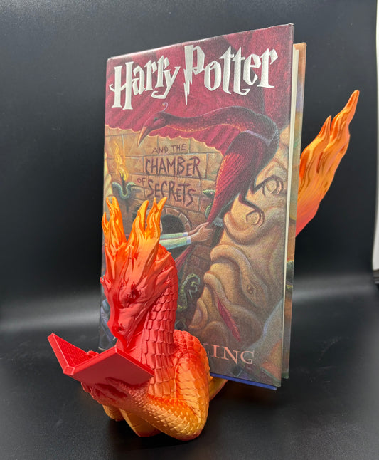 Flamewing Dragon Book & Tablet Display – Fantasy Home Décor