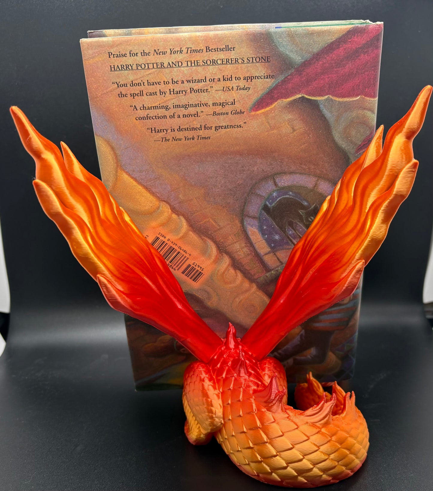 Flamewing Dragon Book & Tablet Display – Fantasy Home Décor