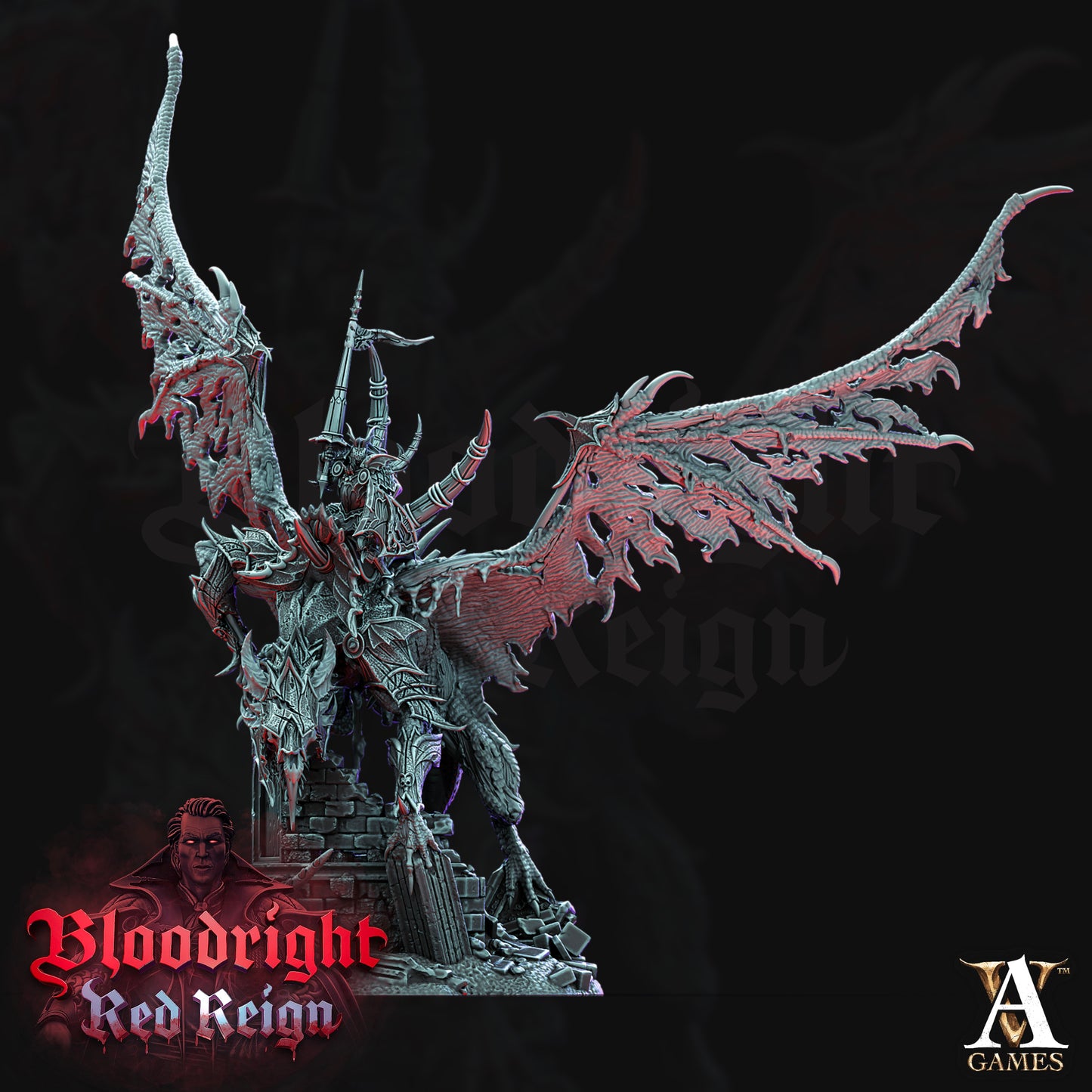 Dreadwing – Vampire War Drake & Rider (Single Model) | Archvillain Games – Bloodright: Red Reign