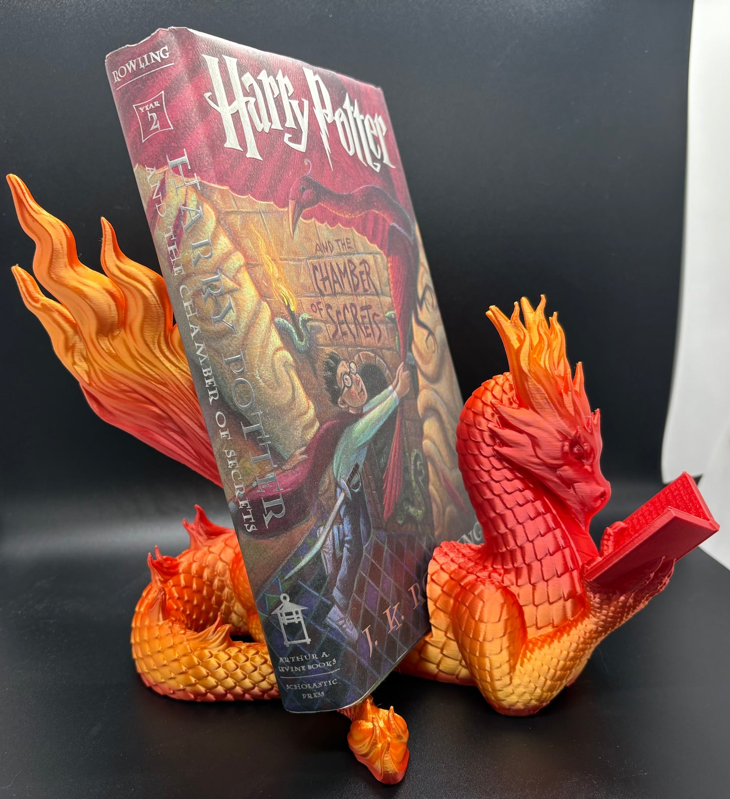 Flamewing Dragon Book & Tablet Display – Fantasy Home Décor