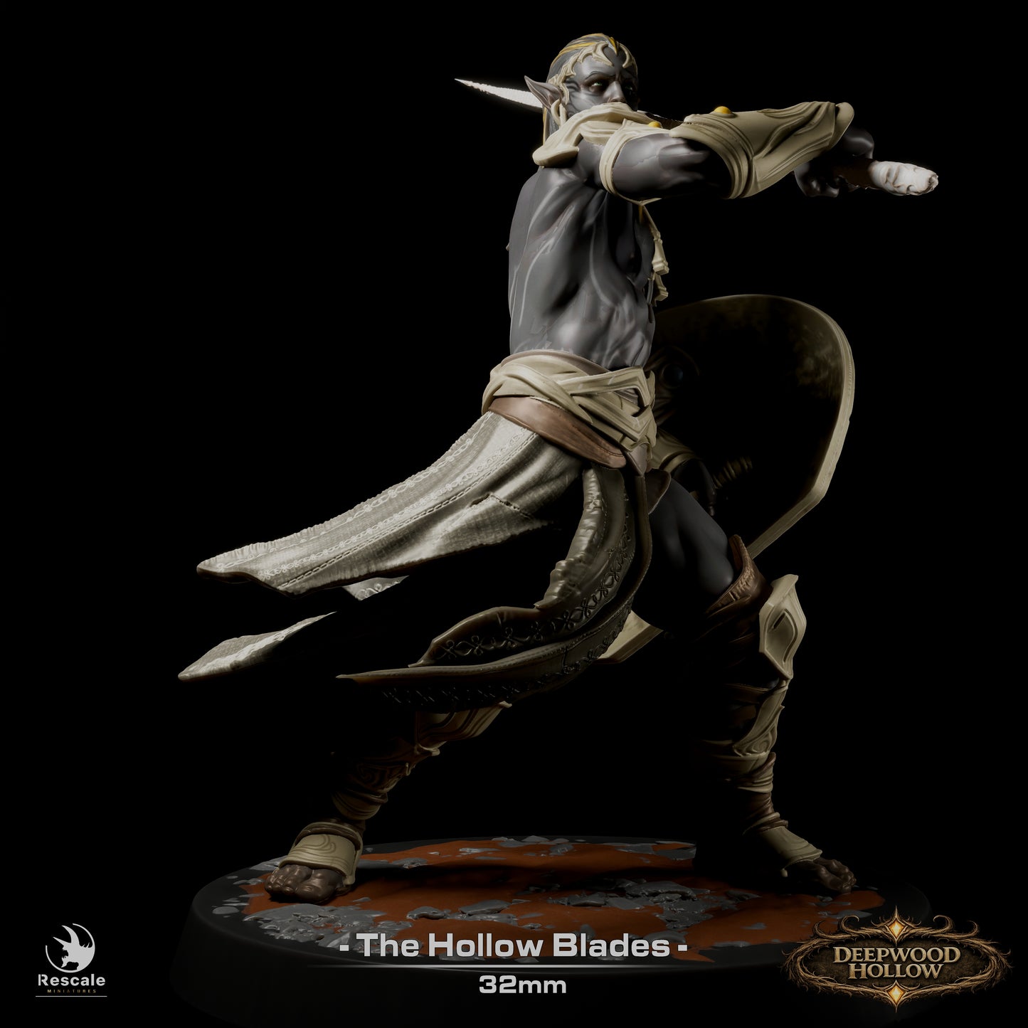 The Hollow Blades – Dark Elf Warrior Set (15 Models) | Deepwood Hollow | Rescale Miniatures | Fantasy Infantry | Tabletop RPG Miniatures