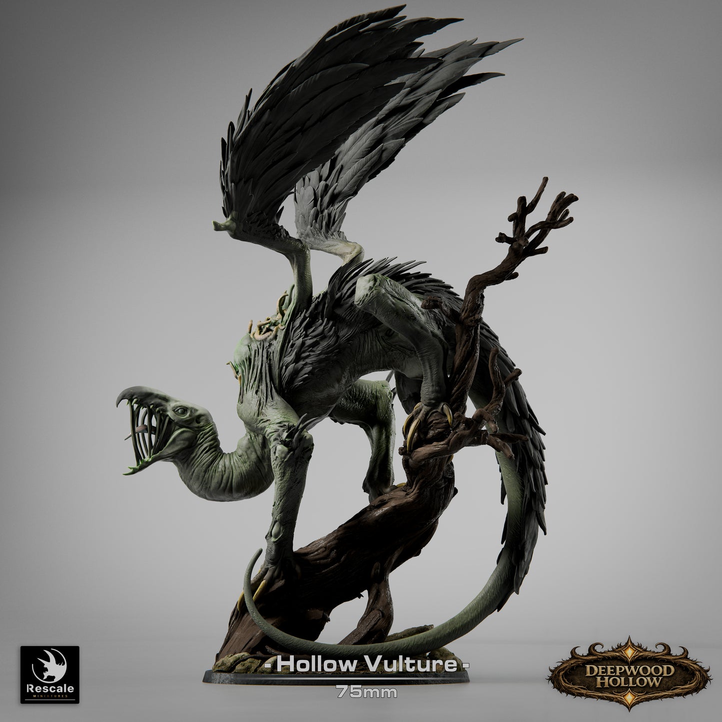 Hollow Vulture Miniature – Deepwood Hollow Fantasy RPG Monster (75mm)