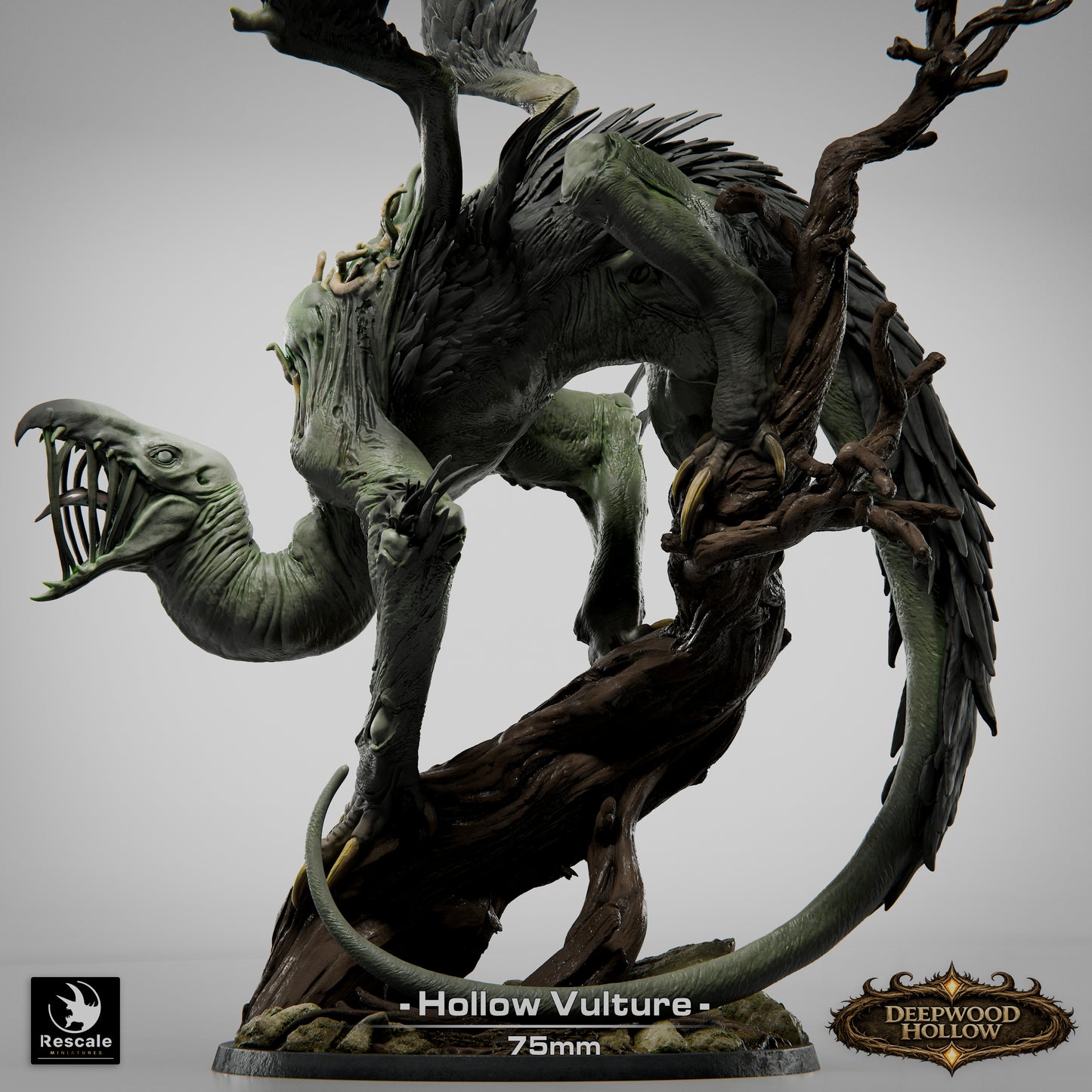 Hollow Vulture Miniature – Deepwood Hollow Fantasy RPG Monster (75mm)