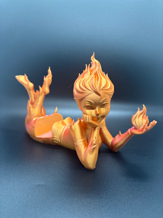 Fire Sprite Book Display – 3D Printed Fantasy Holder by CraftyKid3D