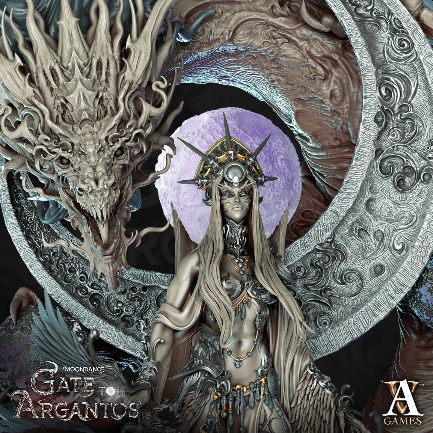 Caledran Lady of the Moon – Moondance Gate to Argantos – Archvillain Games Centerpiece Miniature