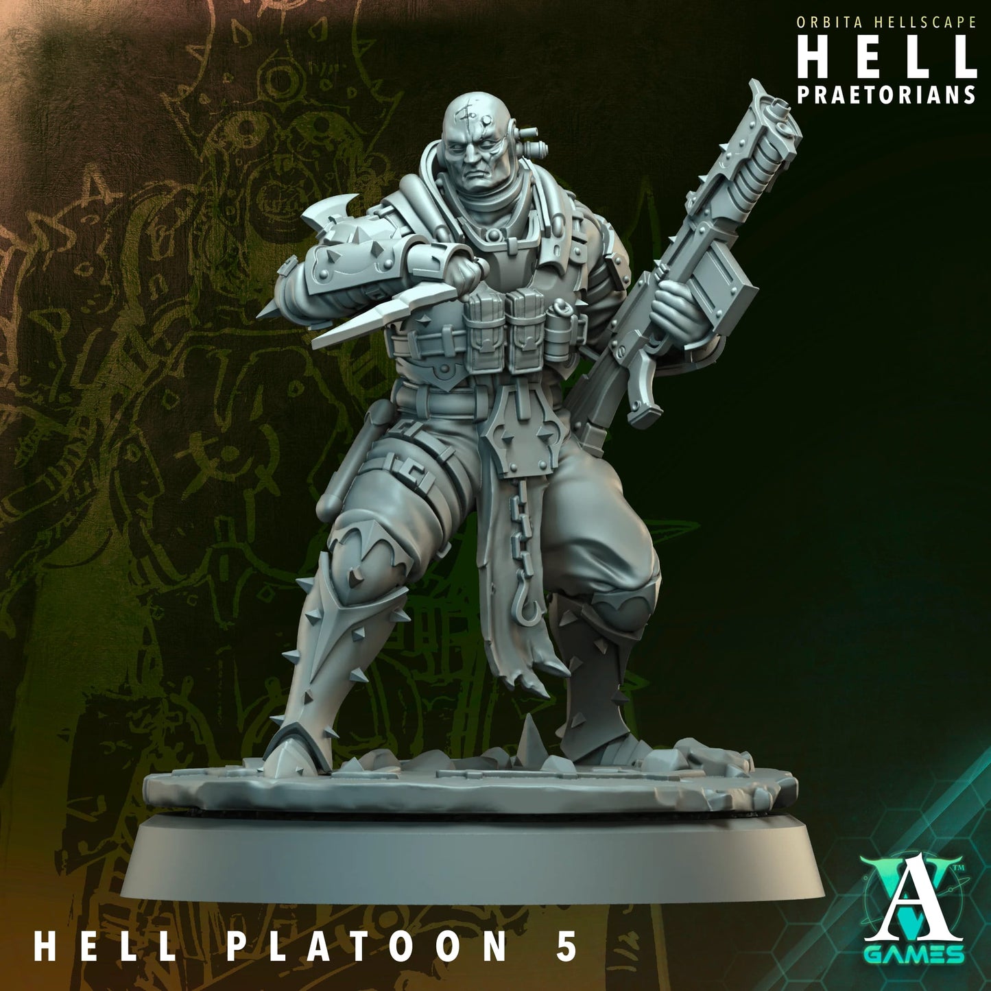 Hell Platoon Infantry Squad (10 Models) – w/ Optional Priest and Overseer | Resin Miniatures