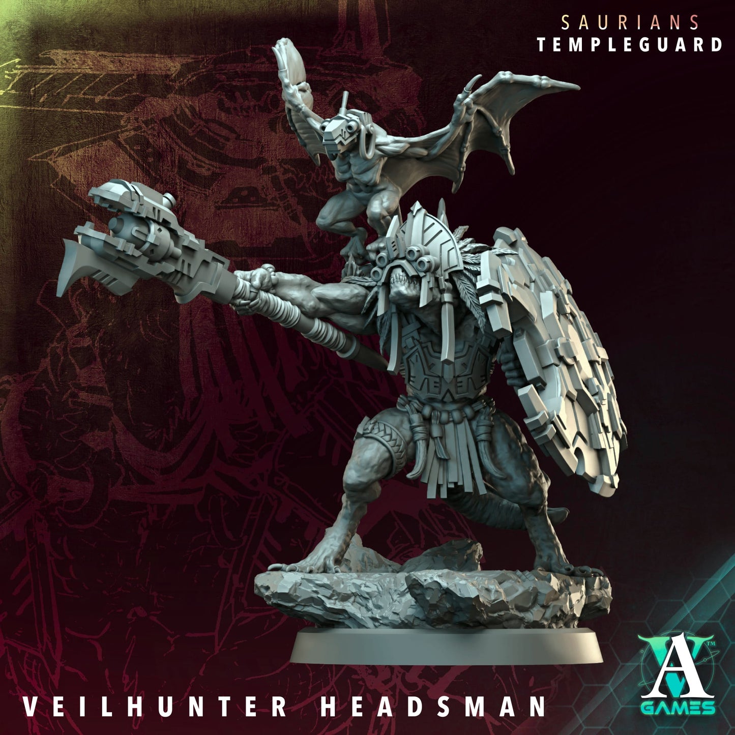 Scaleclad Veilhunter – Saurians Temple Guard Infantry | 3D Printed Resin Miniature