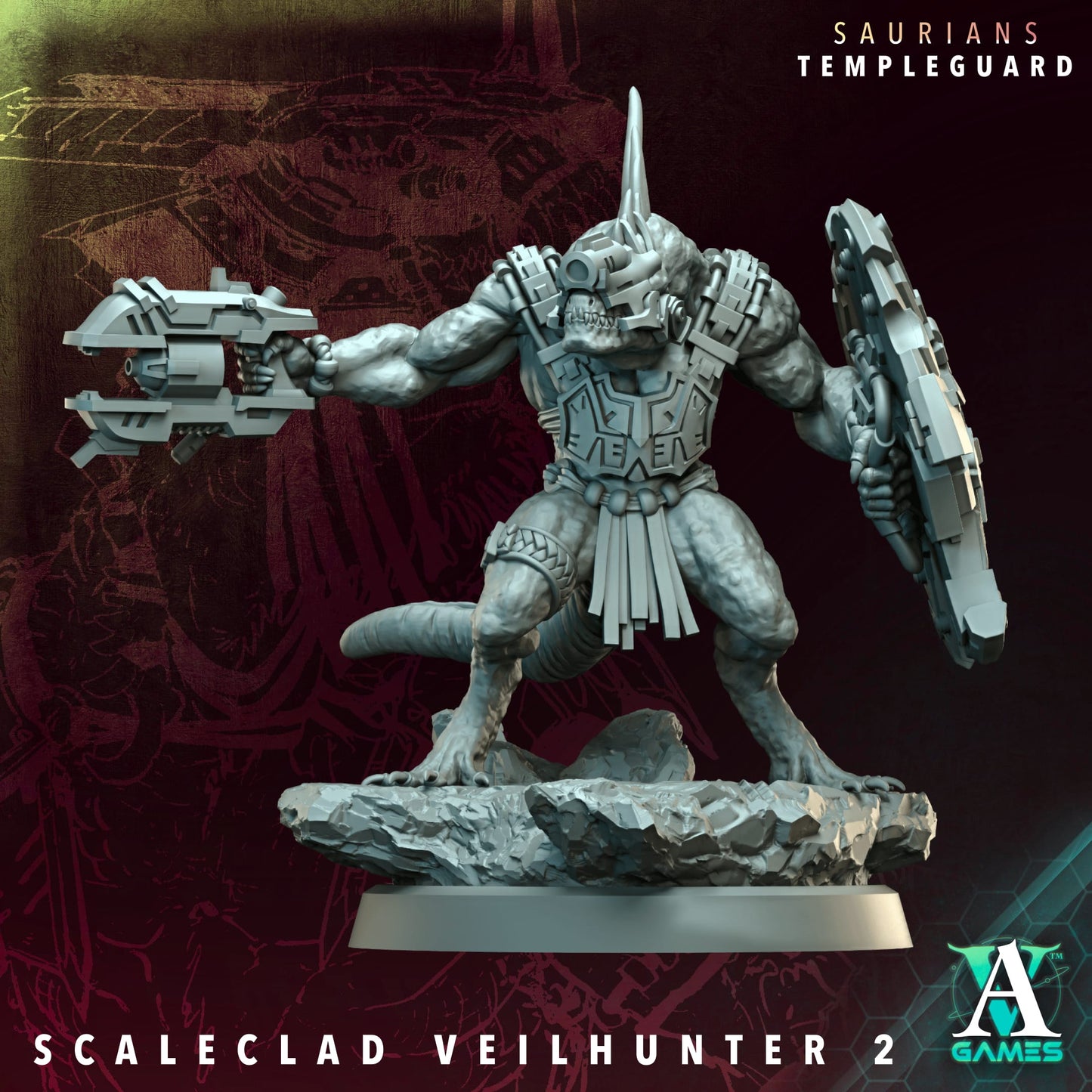 Scaleclad Veilhunter – Saurians Temple Guard Infantry | 3D Printed Resin Miniature