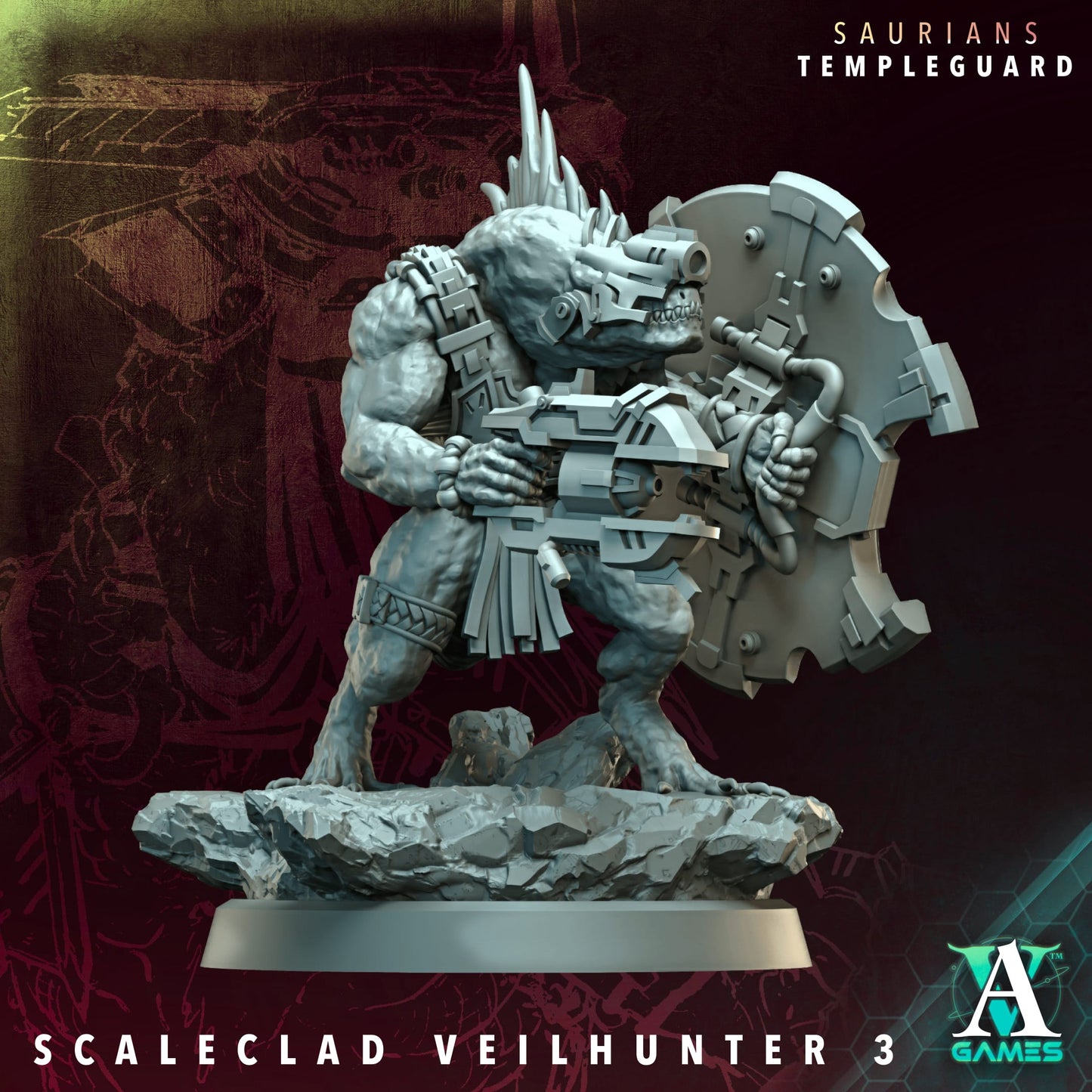 Scaleclad Veilhunter – Saurians Temple Guard Infantry | 3D Printed Resin Miniature