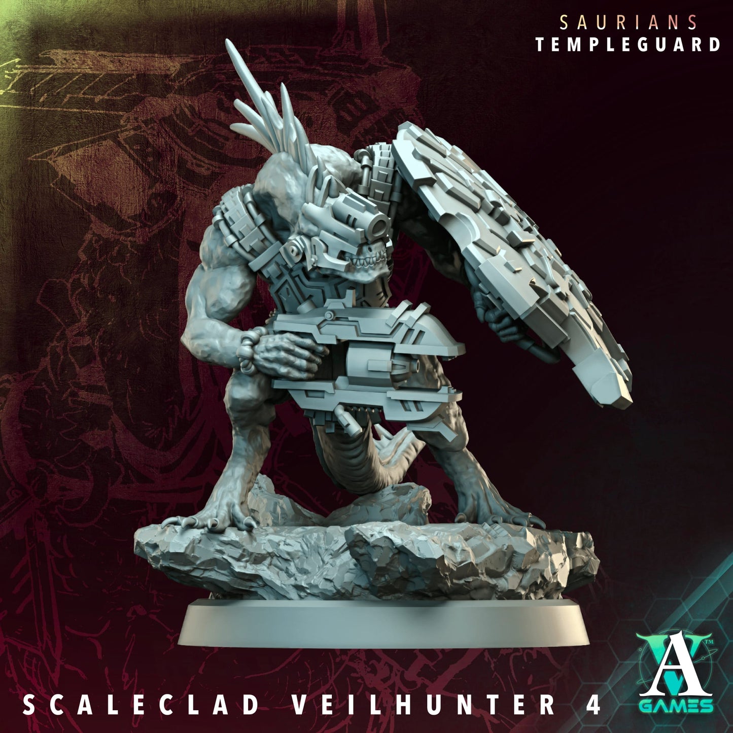 Scaleclad Veilhunter – Saurians Temple Guard Infantry | 3D Printed Resin Miniature