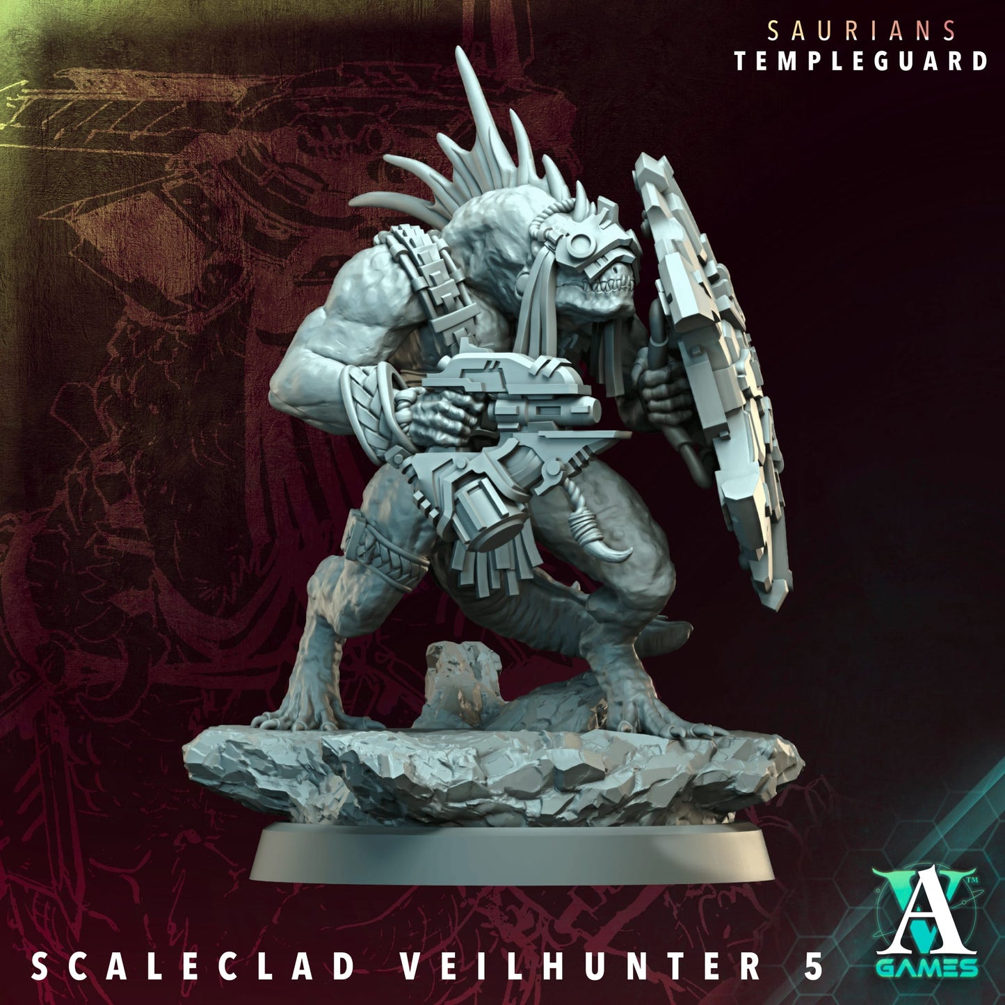 Scaleclad Veilhunter – Saurians Temple Guard Infantry | 3D Printed Resin Miniature