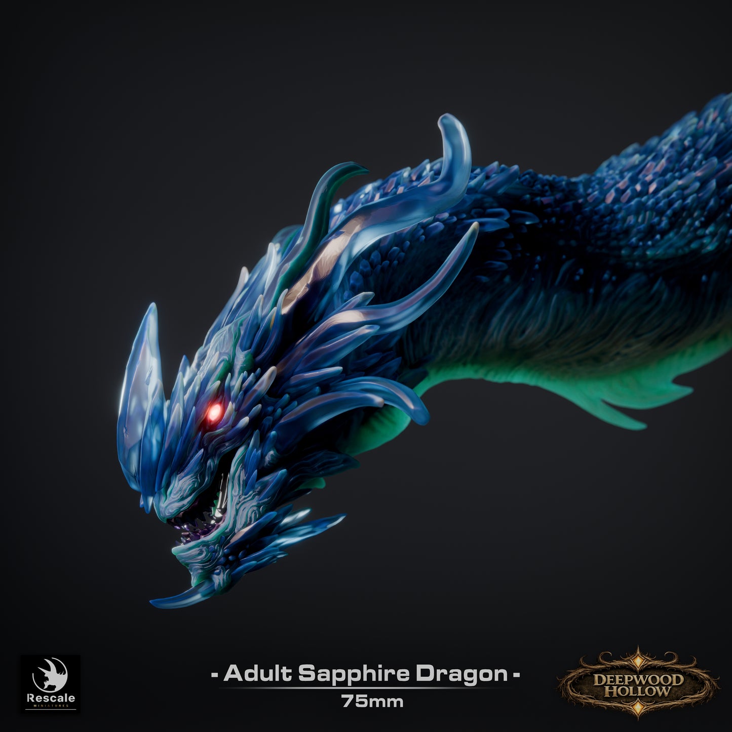 Adult Sapphire Dragon – Deepwood Hollow | Rescale Miniatures | Fantasy Dragon Resin Miniature | DnD Dragon Boss | Tabletop RPG Monster