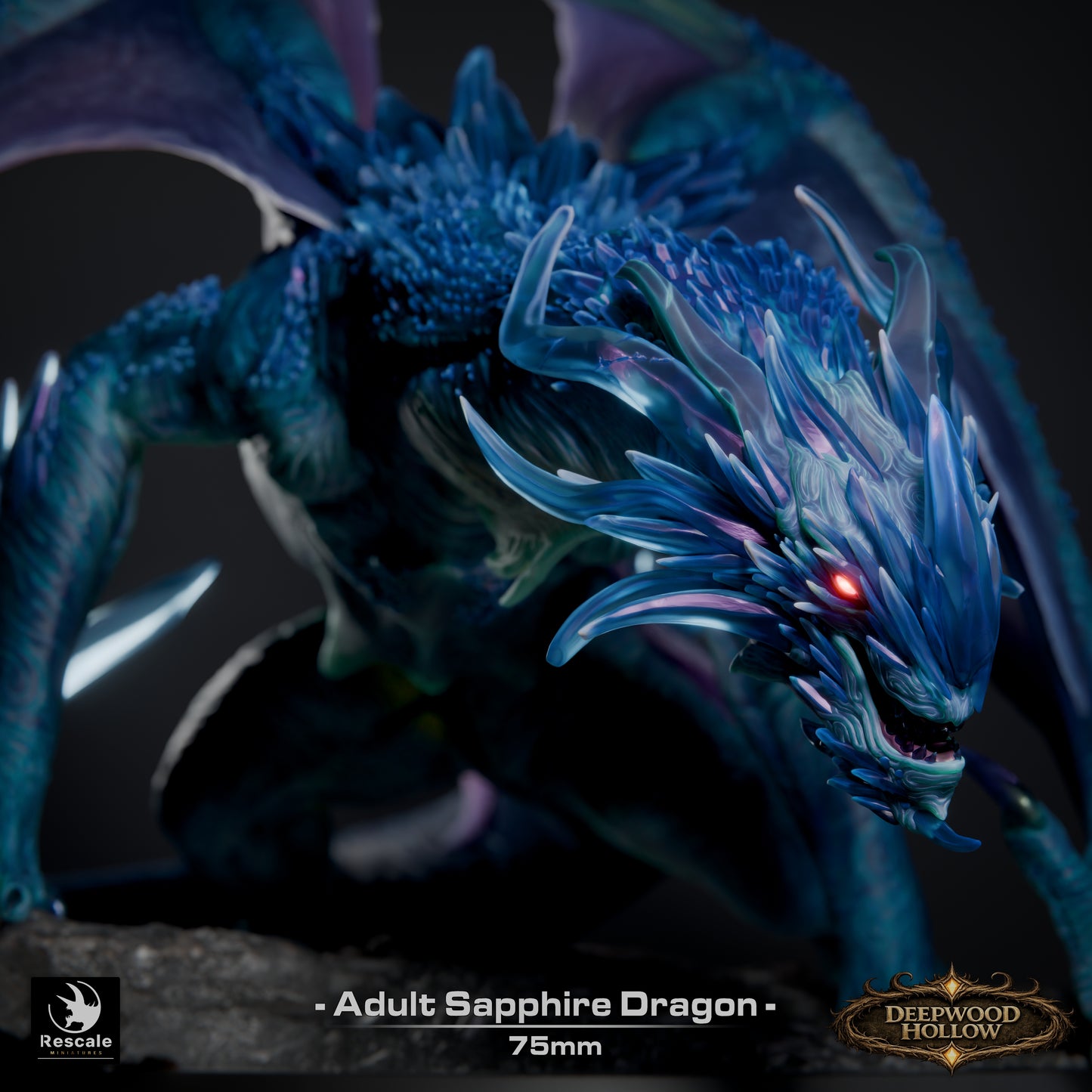 Adult Sapphire Dragon – Deepwood Hollow | Rescale Miniatures | Fantasy Dragon Resin Miniature | DnD Dragon Boss | Tabletop RPG Monster