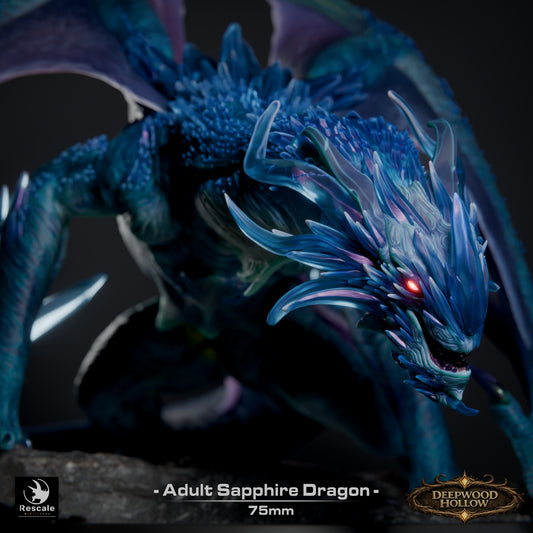Adult Sapphire Dragon – Deepwood Hollow | Rescale Miniatures | Fantasy Dragon Resin Miniature | DnD Dragon Boss | Tabletop RPG Monster