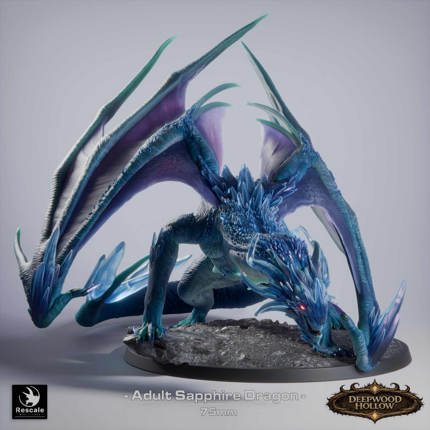 Adult Sapphire Dragon – Deepwood Hollow | Rescale Miniatures | Fantasy Dragon Resin Miniature | DnD Dragon Boss | Tabletop RPG Monster