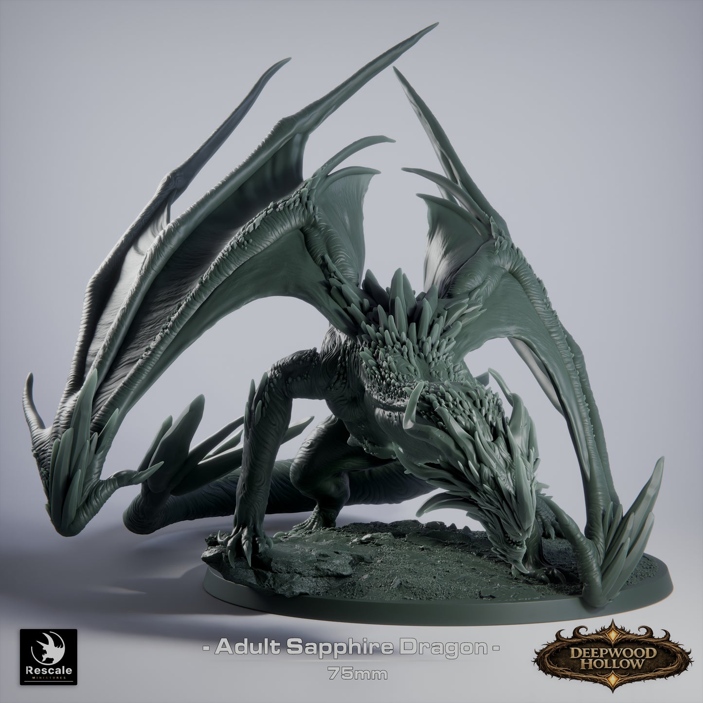 Adult Sapphire Dragon – Deepwood Hollow | Rescale Miniatures | Fantasy Dragon Resin Miniature | DnD Dragon Boss | Tabletop RPG Monster