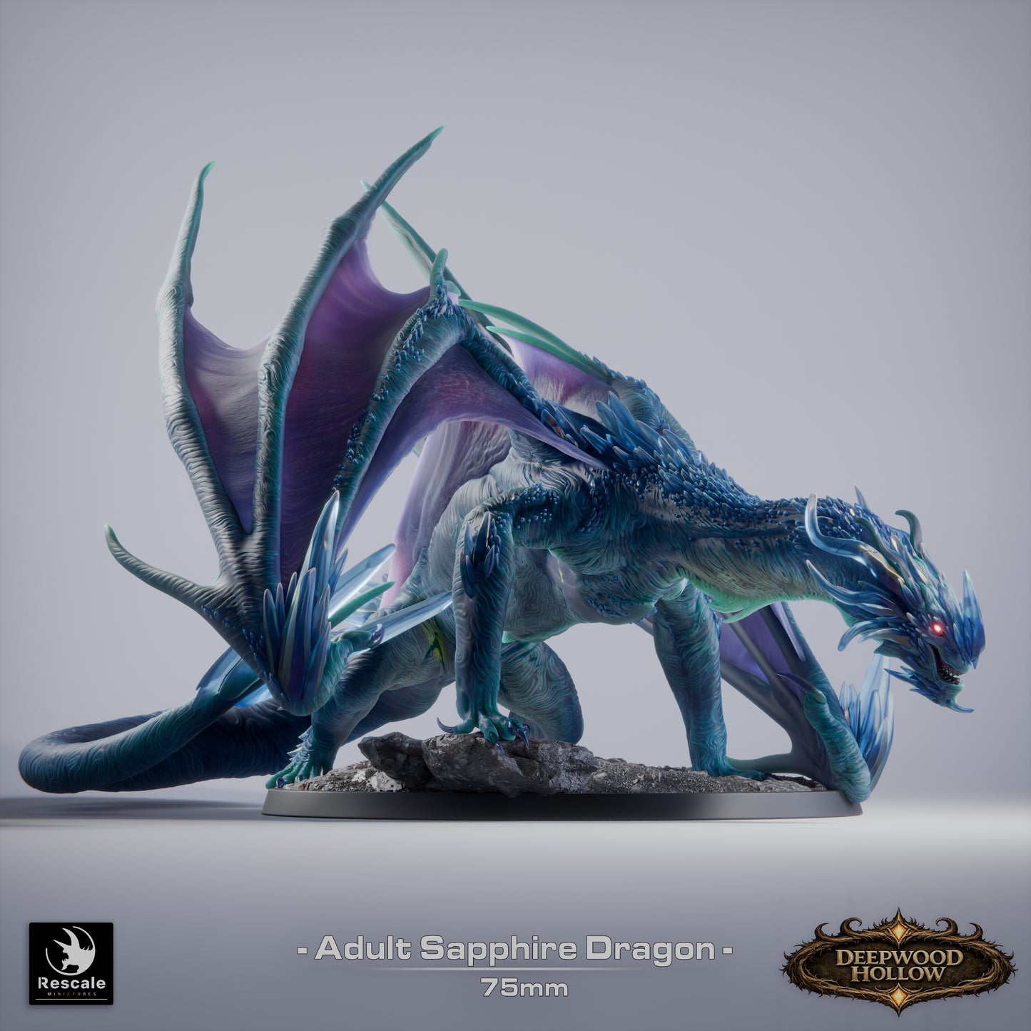 Adult Sapphire Dragon – Deepwood Hollow | Rescale Miniatures | Fantasy Dragon Resin Miniature | DnD Dragon Boss | Tabletop RPG Monster
