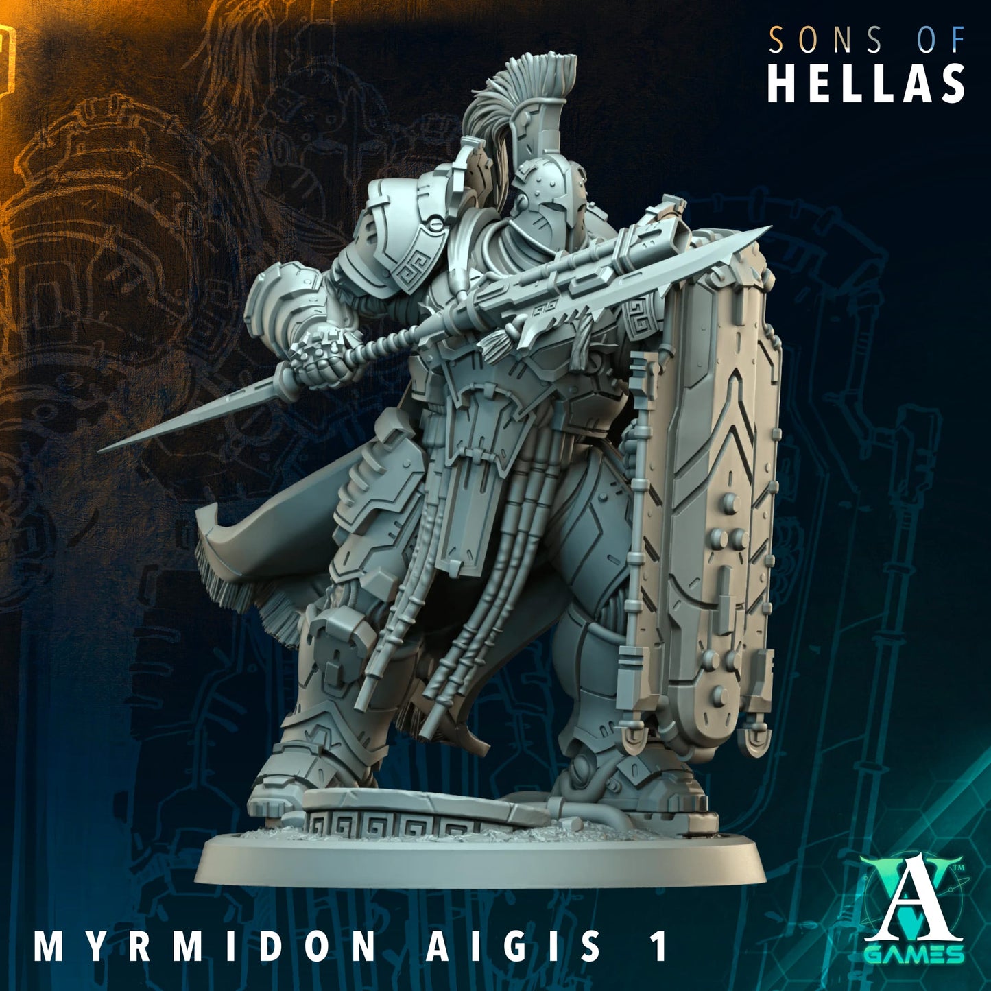 Myrmidon Aigis Heavy Infantry Squad | Sons of Hella | Archvillain Games | Single or Squad of 11
