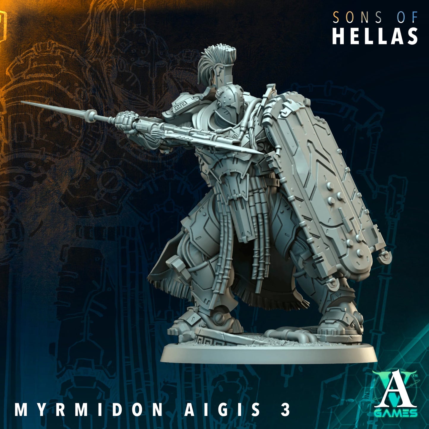Myrmidon Aigis Heavy Infantry Squad | Sons of Hella | Archvillain Games | Single or Squad of 11