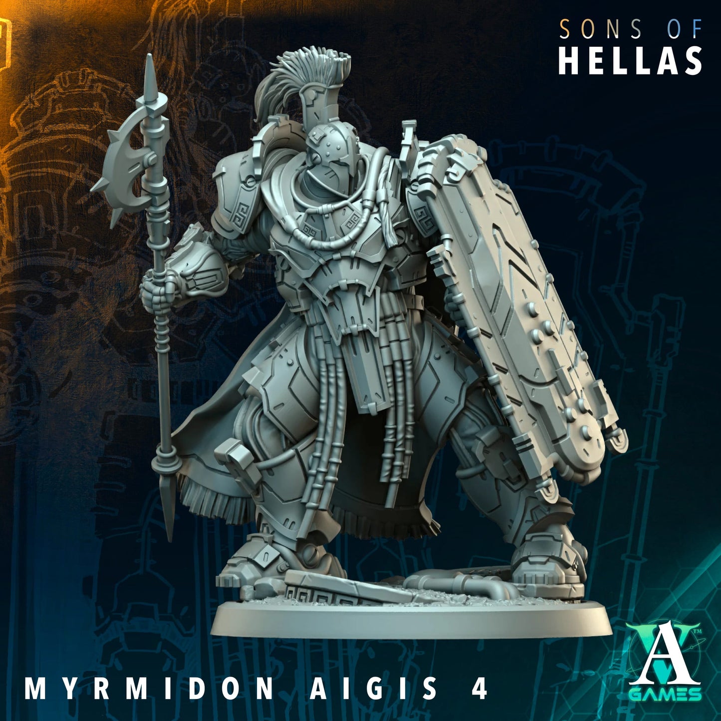 Myrmidon Aigis Heavy Infantry Squad | Sons of Hella | Archvillain Games | Single or Squad of 11