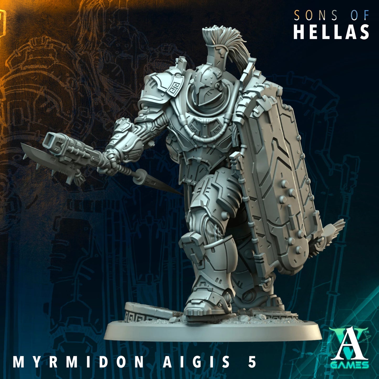 Myrmidon Aigis Heavy Infantry Squad | Sons of Hella | Archvillain Games | Single or Squad of 11