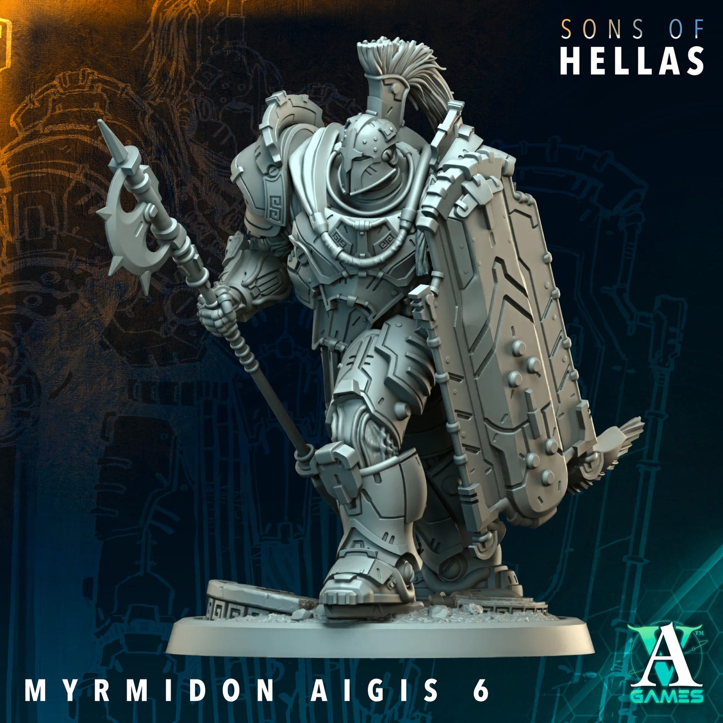 Myrmidon Aigis Heavy Infantry Squad | Sons of Hella | Archvillain Games | Single or Squad of 11