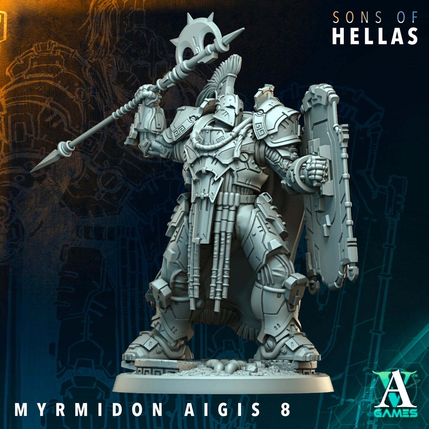 Myrmidon Aigis Heavy Infantry Squad | Sons of Hella | Archvillain Games | Single or Squad of 11