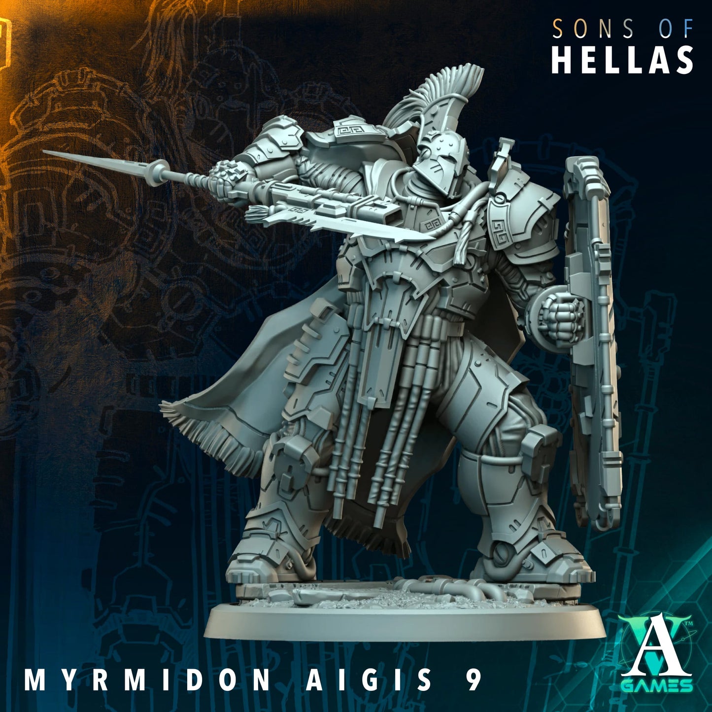 Myrmidon Aigis Heavy Infantry Squad | Sons of Hella | Archvillain Games | Single or Squad of 11
