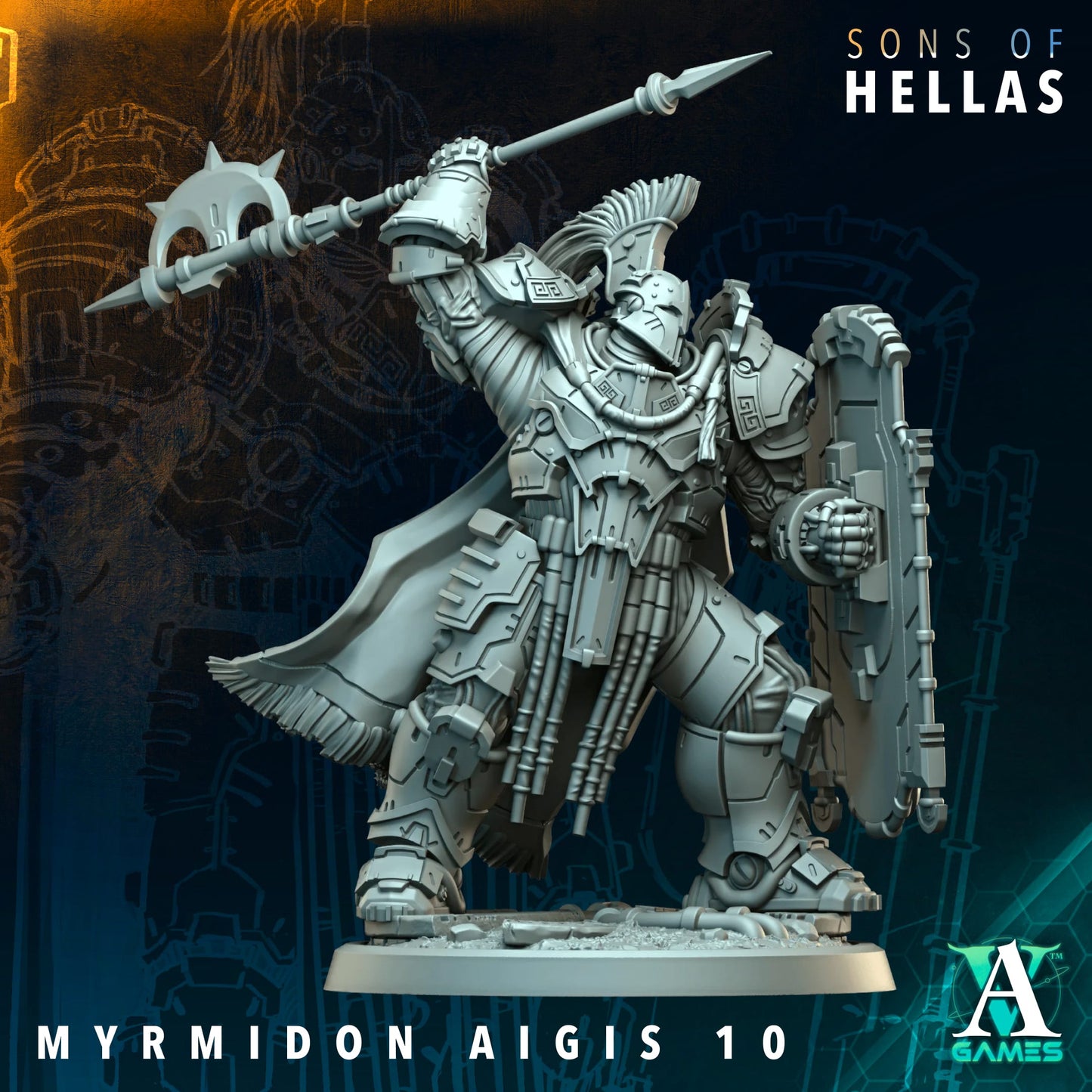 Myrmidon Aigis Heavy Infantry Squad | Sons of Hella | Archvillain Games | Single or Squad of 11