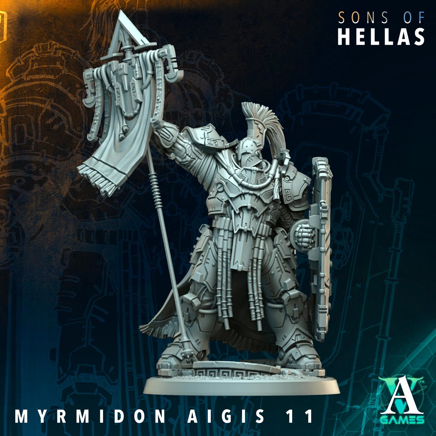 Myrmidon Aigis Heavy Infantry Squad | Sons of Hella | Archvillain Games | Single or Squad of 11