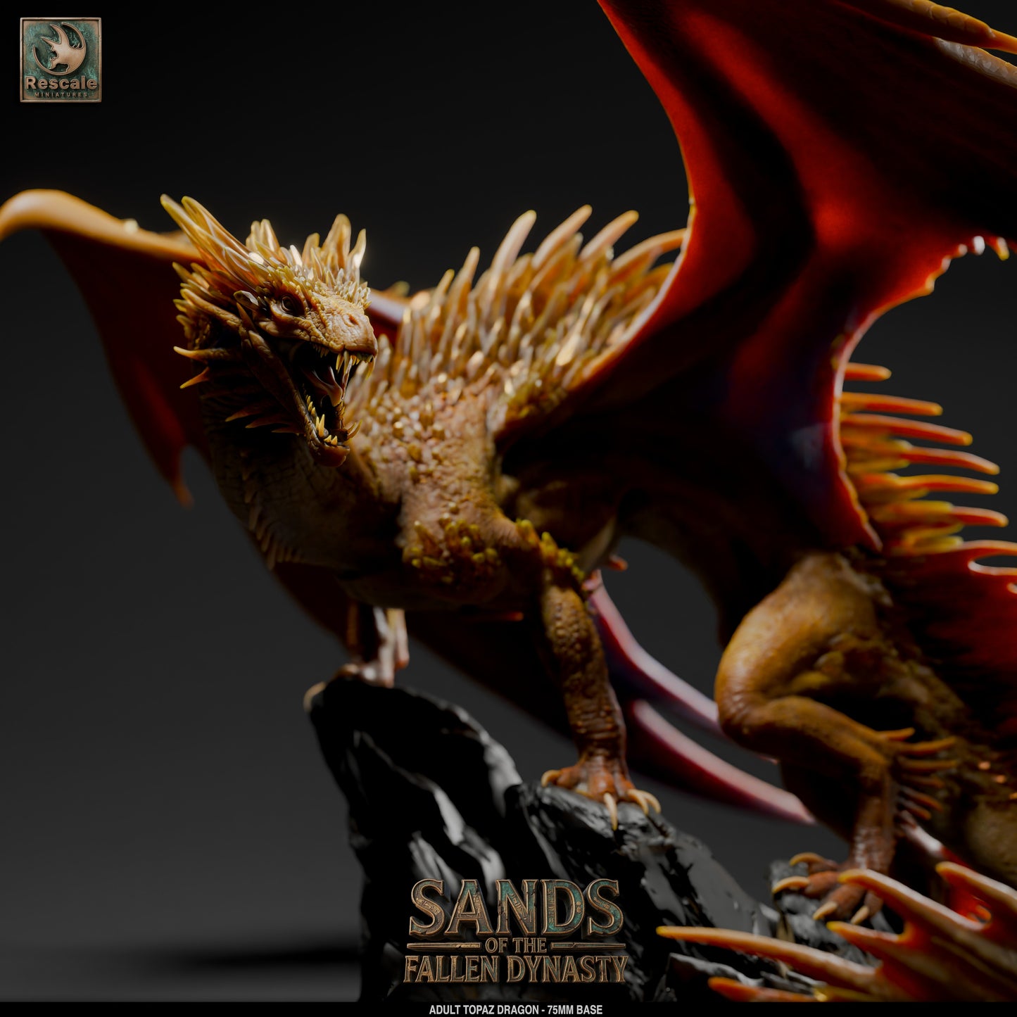 Topaz Dragon – Adult | Sands of the Fallen Dynasty | Rescale Miniatures | 75mm+ Centerpiece Model