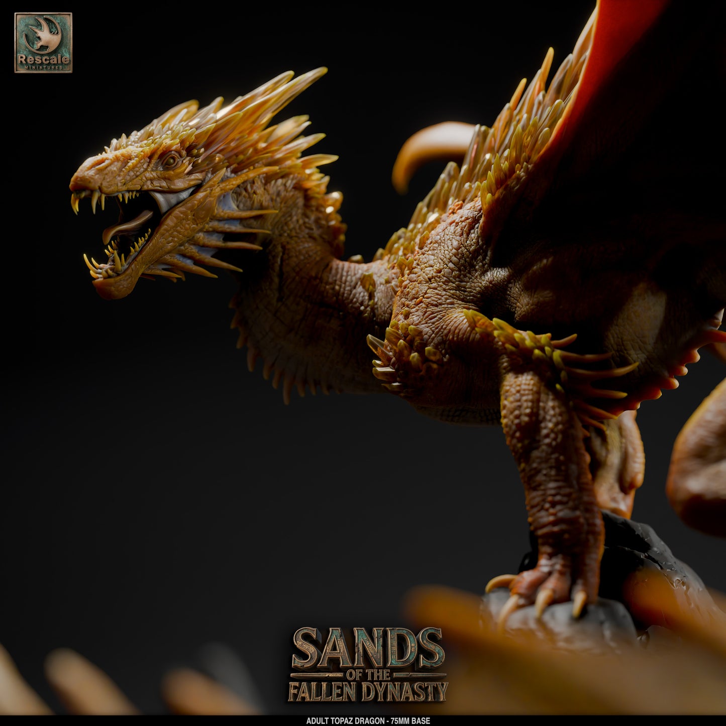 Topaz Dragon – Adult | Sands of the Fallen Dynasty | Rescale Miniatures | 75mm+ Centerpiece Model