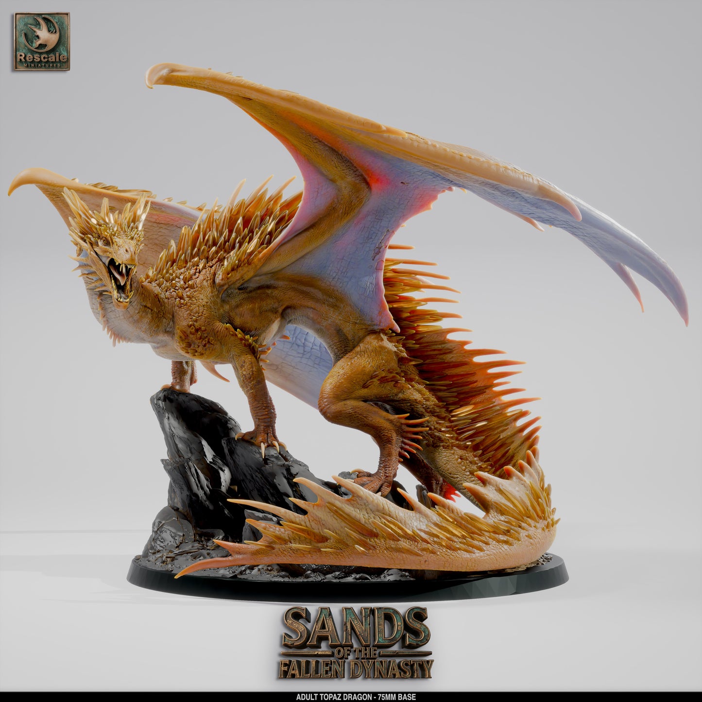 Topaz Dragon – Adult | Sands of the Fallen Dynasty | Rescale Miniatures | 75mm+ Centerpiece Model