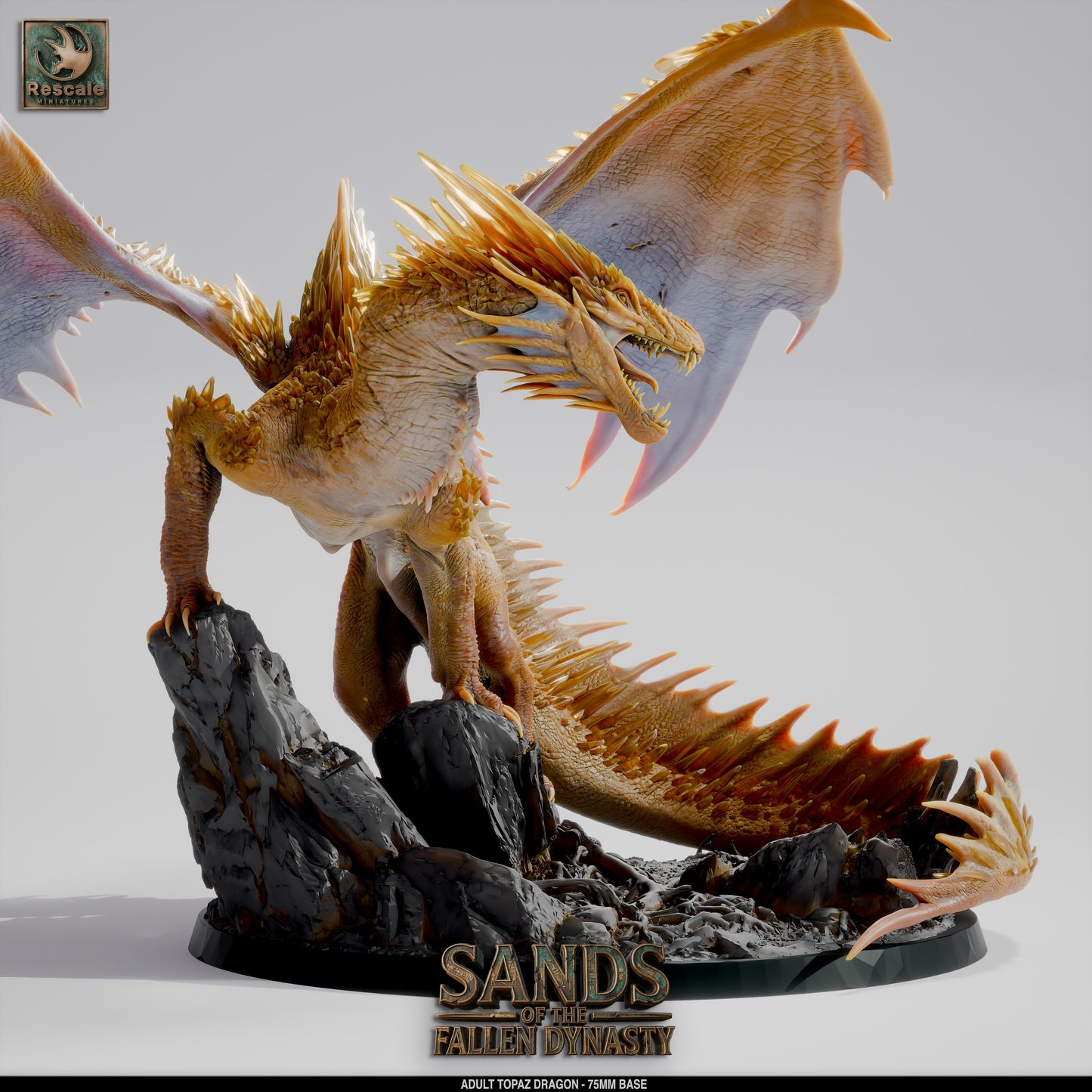 Topaz Dragon – Adult | Sands of the Fallen Dynasty | Rescale Miniatures | 75mm+ Centerpiece Model
